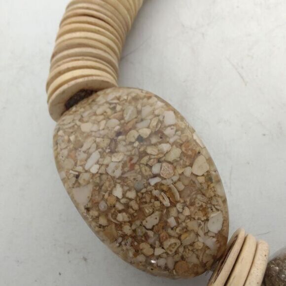 Large bead boho necklace with abalone,‎ agate, and wooden beads - Picture 6 of 7